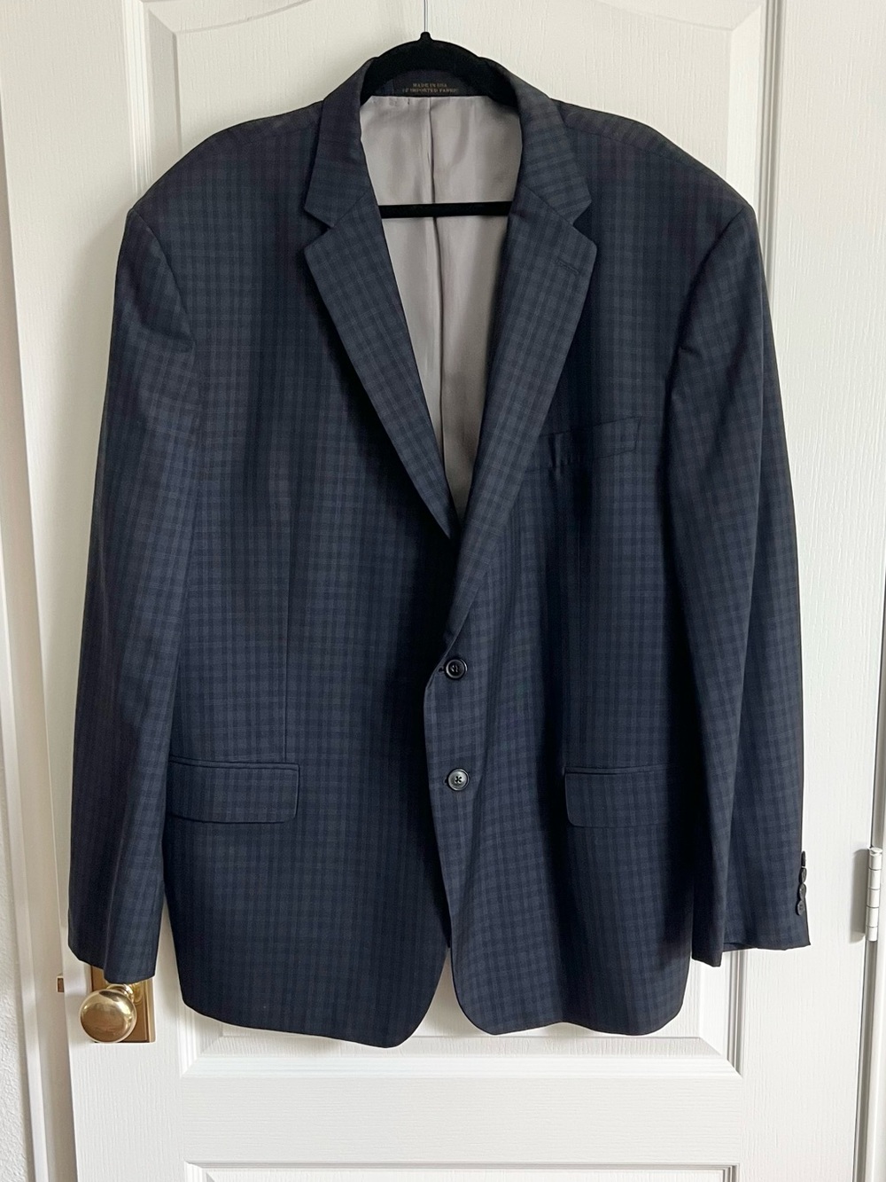 Jos A Bank Reserve Navy Check Two-Button Blazer
